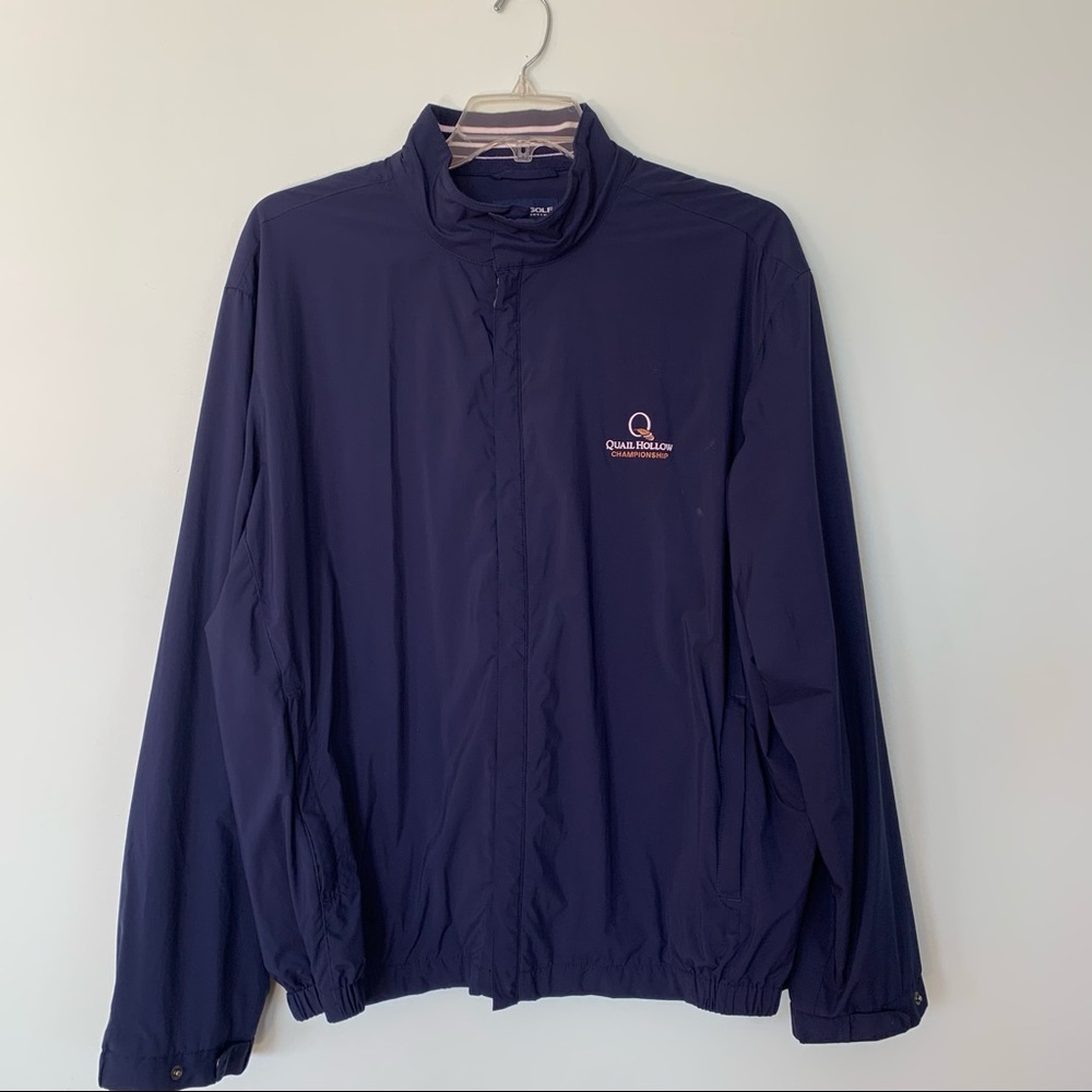 🏷️ Men’s Navy Polo Golf Ralph Lauren Zip Up Windbreaker Jacket Embroidered XL